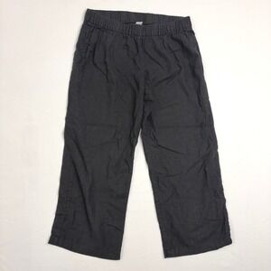 Old Navy Wide Leg Cropped Womens Pants Capris Black Linen Blend Elastic Waist XS